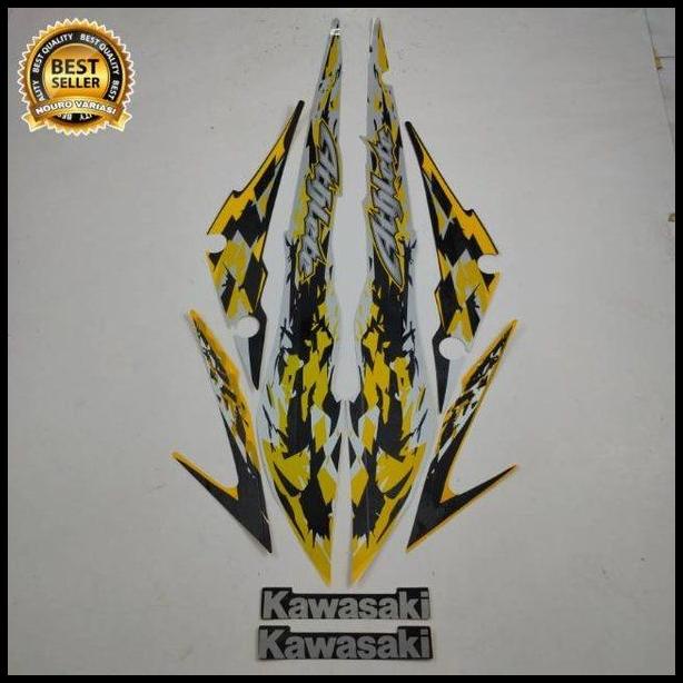 BEST DEAL STRIPING KAWASAKI ATHLETE SILVER KUNING STIKER LIS BODY MOTOR !!!