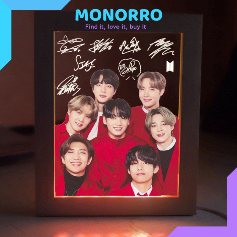 Frame BTS Lampu LED Akrilik BTS Lampu Led BTS Lampu BTS Arcylic Led Lamp Pajangan BTS Lampu Tidur BT