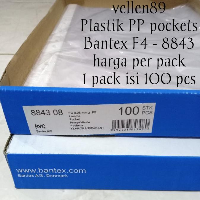 

Plastik PP Pockets f4 clear merk Bantex 8843 @100 pcs