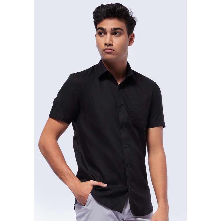 Executive Slim Fit Short Sleeve Shirt Black