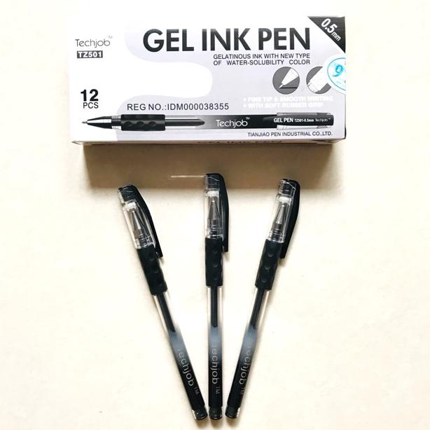 

Bolpen TECHJOB Gel Ink Pen isi 12 pcs TZ-501 Pulpen Hitam