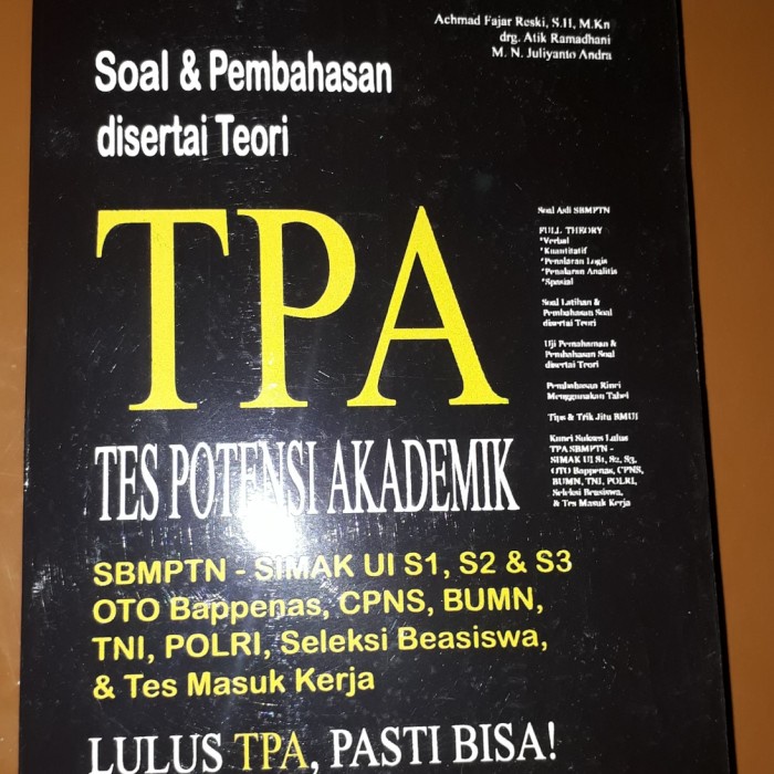 Terlaris Buku Soal&Pembahasan Disertai Teori Tpa Tes Potensi Akademik Simak Ui