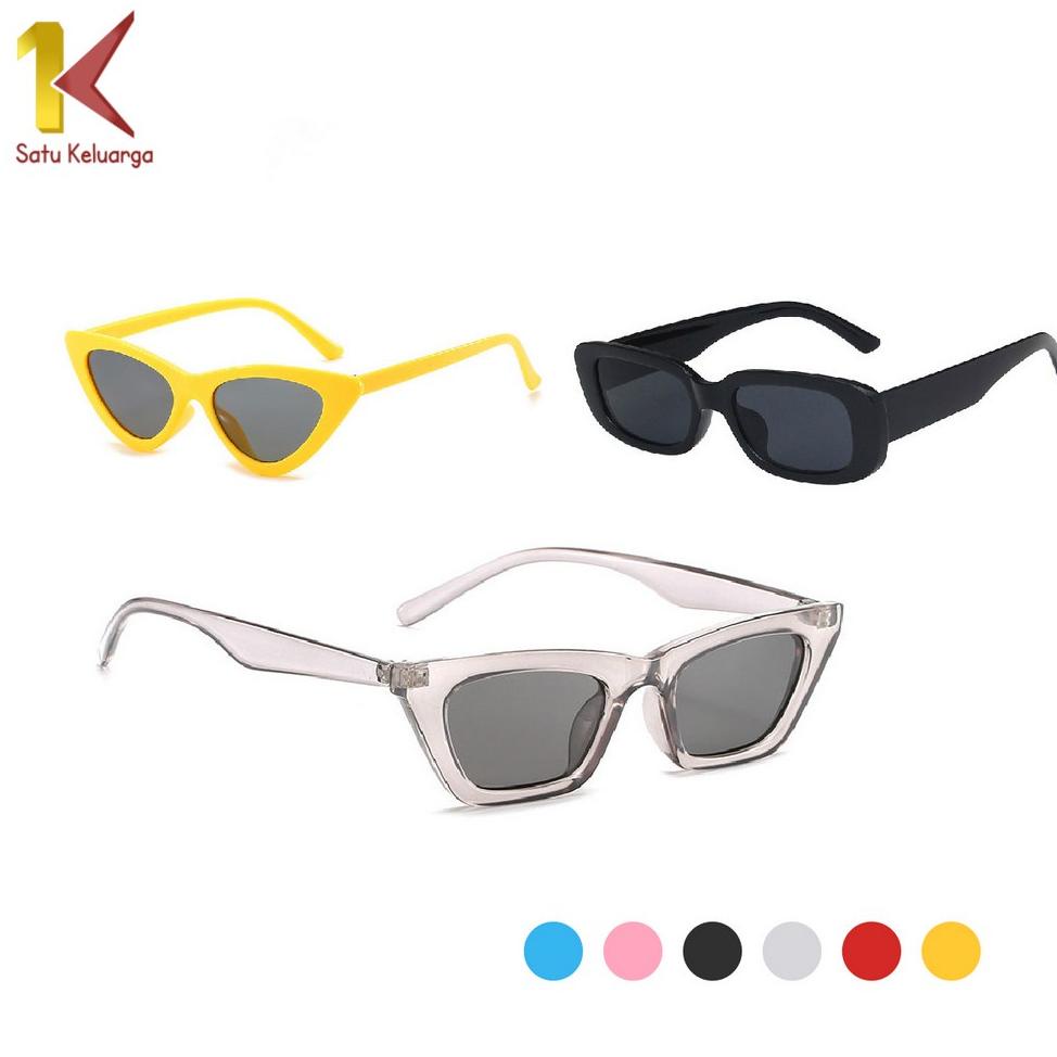 Satu Keluarga Kacamata Cat Eye Fashion Korean Style Pria Wanita Retro C666 C668 Kaca Mata Hitam Segi