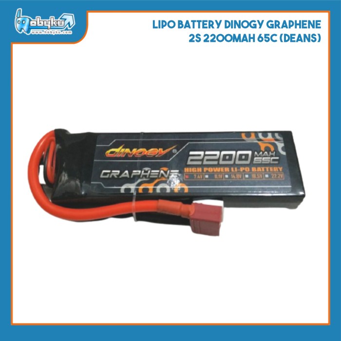 Lipo Battery Dinogy Graphene 2S 2200mAh 65C (Deans)