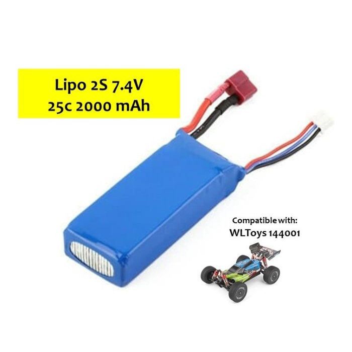 Baterai upgrade lipo 7.4v 2s 25c 2000mAh wl xk 144001