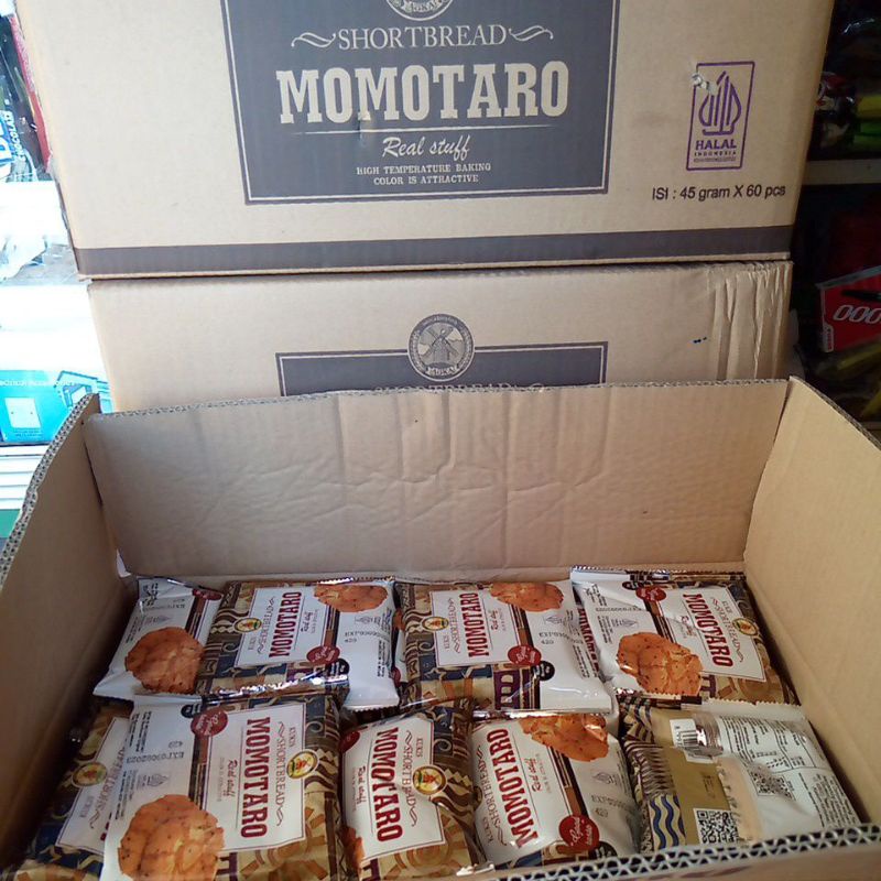 

1 DUS - MOMOTARO Shortbread Butter Cookies Karton Isi 60 X 45g / Kue Kering / Aoka Roti Viral / Biskuit MOMOTARO Coklat Original / Bronis Momotaro / Brownies Kering / Kue Kering / Kue Basah / Roti Kering Kukis