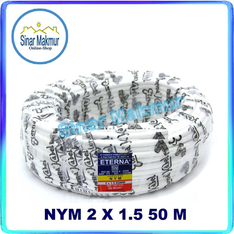 Kabel Listrik 2x1,5 MM 50 Meter (ETERNA)