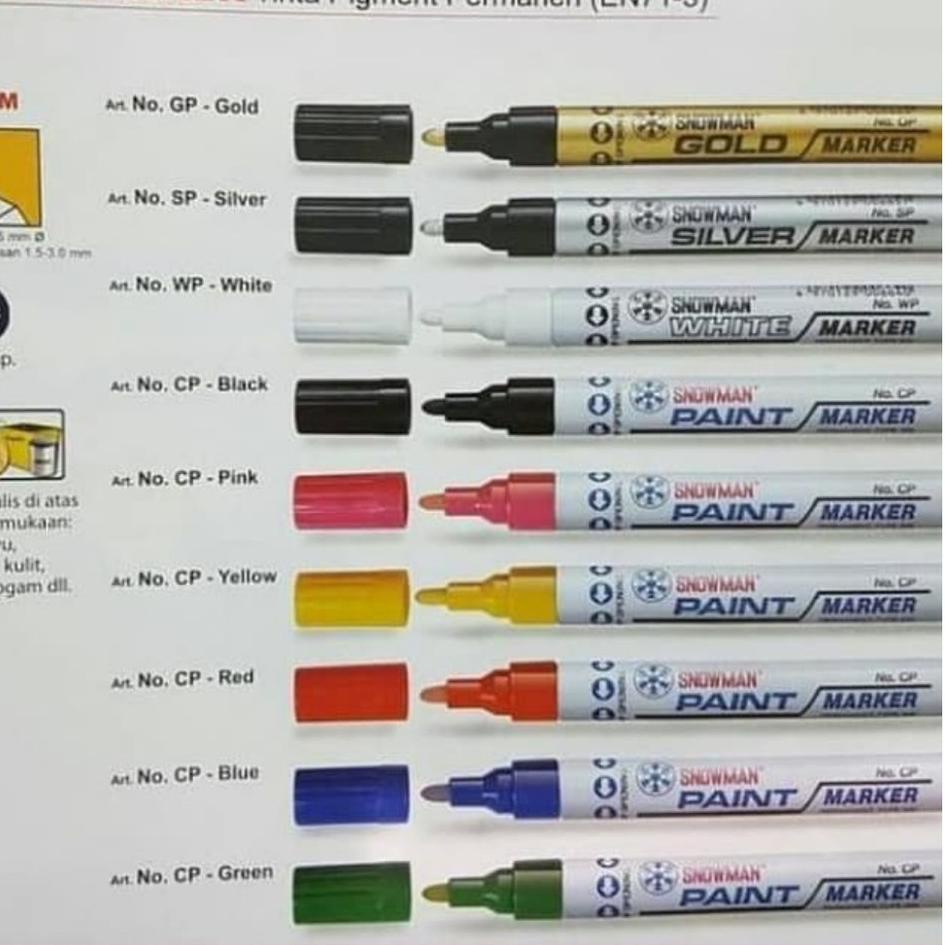 

Impor Terbaru Spidol Permanent / Paintmarker Snowman CVK