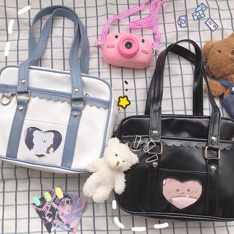 ✇Sera  Toko Perkakas Harajuku Jepang Gadis Cantik Jk Seragam Tas Lembut Gadis Mahasiswa Portabel Bahu Messenger Tas PU Commuter Bag