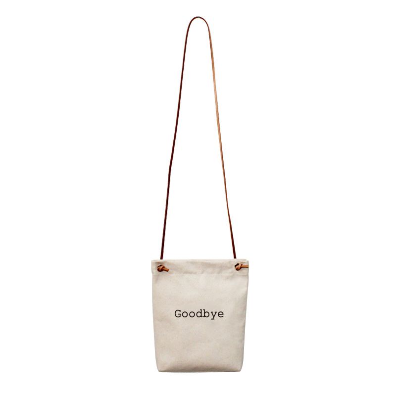 ♙◐✺Sera Simple all-match canvas small messenger bag letter printing hello small fresh college style shopping shoulder bag female