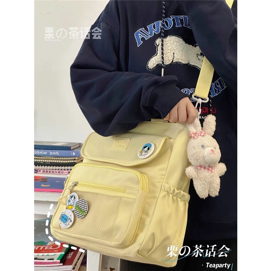 ✓♦₪Sera  Jepang Kapasitas Besar Mahasiswa Kelas Tas Commuter Tote Bag Vintage Perasaan Gadis Tas Bahu Wanita Messenger Tas