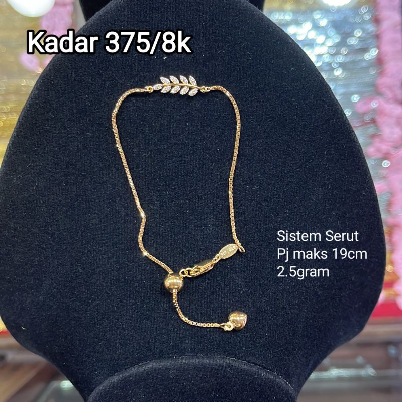 Gelang Serut Emas Asli Emas Muda 375/8K Gelang Serut Simple Modis
