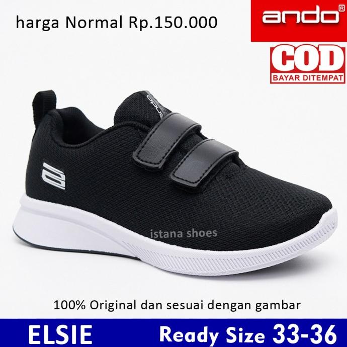 Sepatu Sekolah Anak Laki Perempuan Ando LIAM Hitam Putih SD SMP SMA