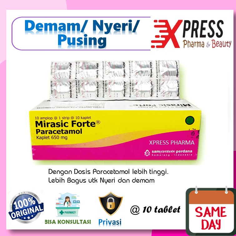 ⚡XPRESS⚡ Mirasic FORTE 650mg STRIP Obat Pusing Nyeri Demam Paracetamol Parasetamol Tablet Zs