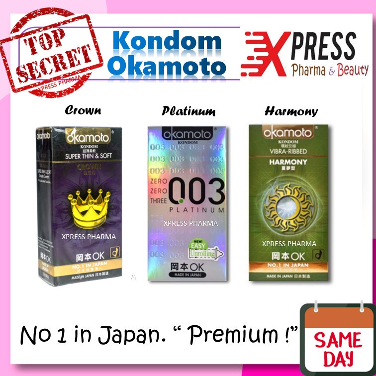 XPRESS ! Okamoto Isi 10 Kondom Crown 0,03 0.03 Platinum Tipis Kuat Sutra Harmony Roman Cool Pv