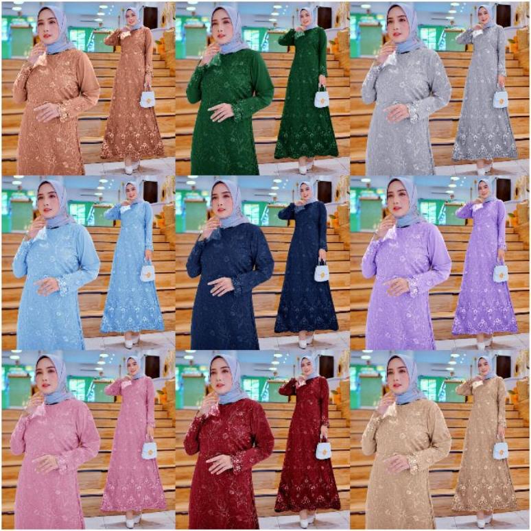 MX AMELIA XL / MAXY AMELIA / GAMIS BRUKAT PESTA KONDANGAN / GAMIS SERAGAM NIKAHAN/ GAMIS TILE MUTIAR