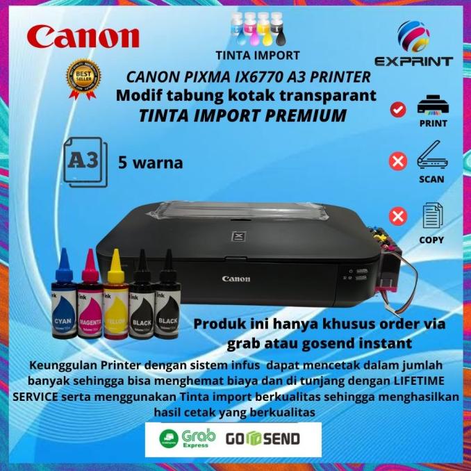Printer Canon Pixma IX6770 A3 + Infus Tabung