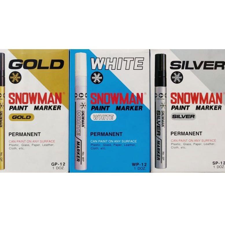 

6.6 SALE Spidol Snowman Paint Marker White/Gold/Silver/ ( 1pak/12pcs)