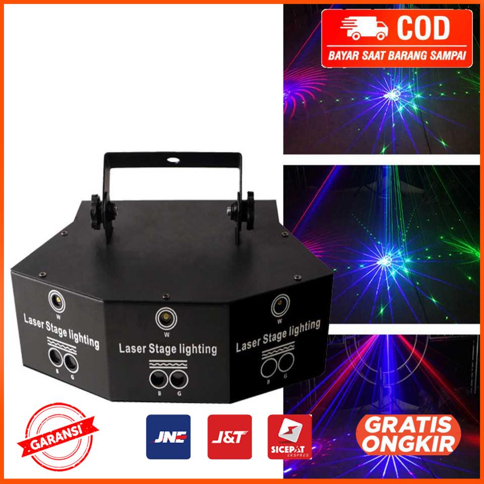 Lampu Proyektor Disco Sensor Suara RGBW 12 Patterns 240V 25W LIN912