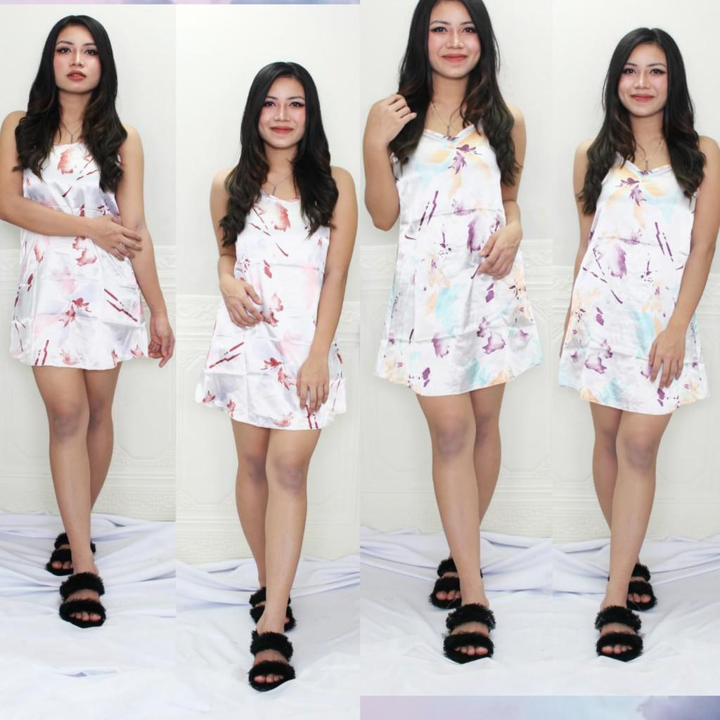 DASTER SATIN DEWASA / SEXY SINGLET / BAHAN SATIN MOTIF