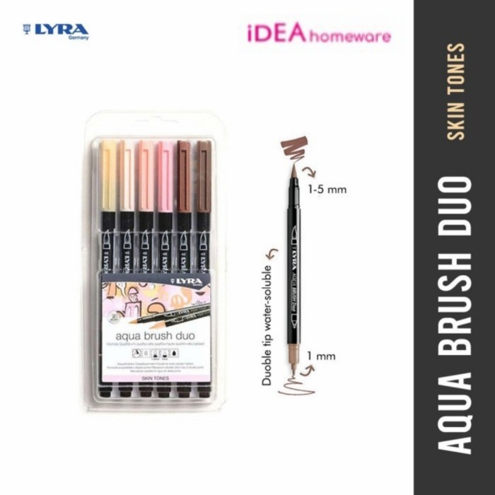 

Terlaris Lyra Aqua Brush Duo Skin Tones Set 6 Pcs Brush Pen Warna Kulit