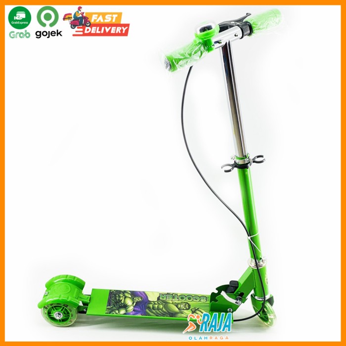 Mainan Skuter Anak Sekuter Otoped Karakter Mainan Anak Scooter Roda 3 - Hulk (M8O9) Eletrik Tas Gend