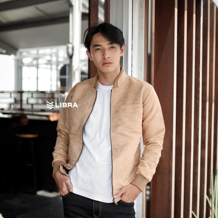 Terlaris Libra Original Jaket Pria Suede - Cream, M