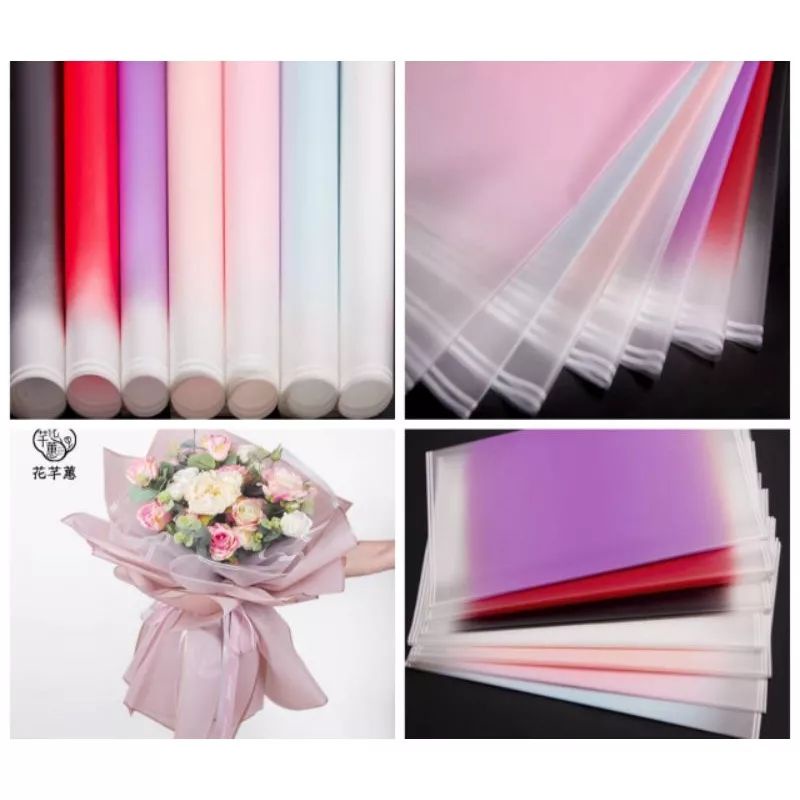 

5 Lembar Kertas Buket Ombre FREE PACKING Kertas Buket bungkus Bunga Warna Waterproof Cellophane Flower Wrapping Paper Motif Ombre