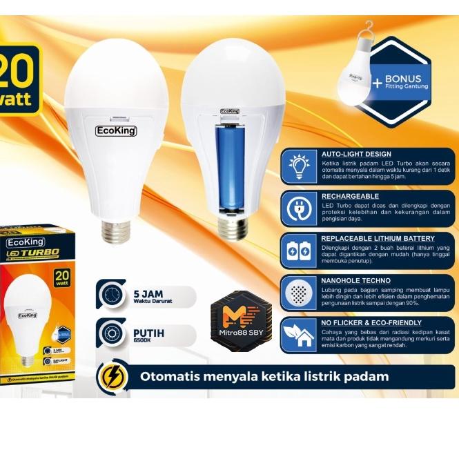 Promo | TD4 | Mitraanda88 Lampu Led Emergency Bohlam Lampu Magic 20W Sentuh ecoking led turbo