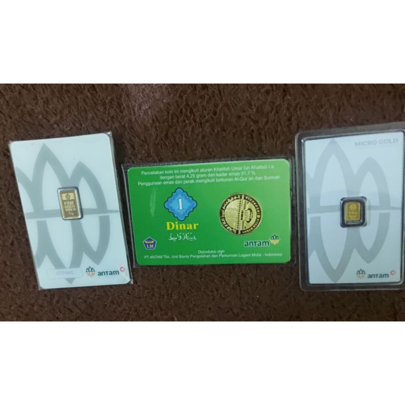 promo paket antam 1koin dinar (4,2)gr + 1gr antam Rm 2022 + 0,25gr emas kita