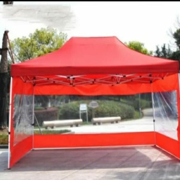 tenda lipat matic premium uk 3x4,5 pakai dinding 3 sisi.ket besi 1.2