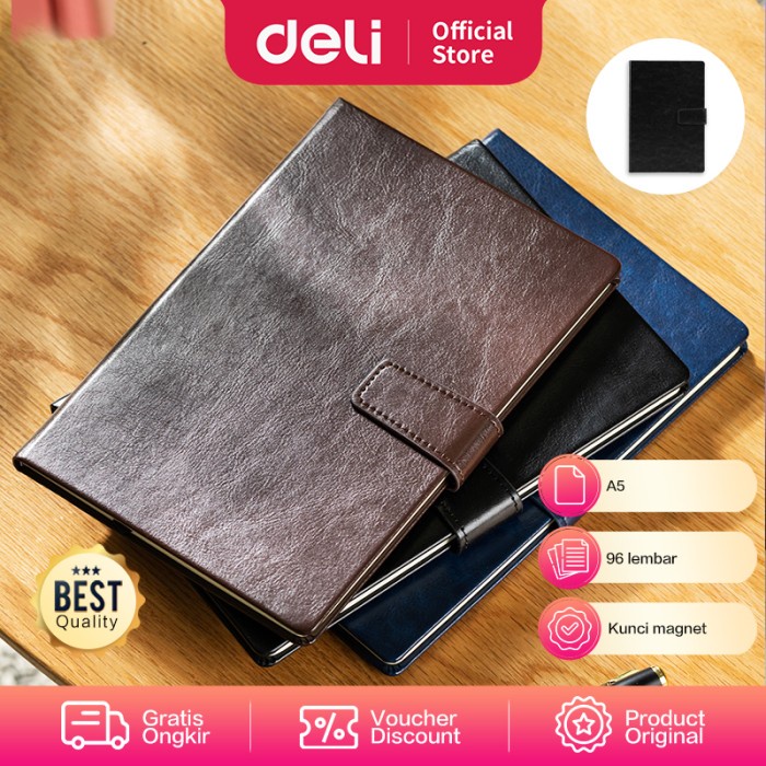 

Sale Deli Leather Cover Notebook Buku Catatan Kunci Magnet A5 EN138L /BUKU TULIS SEKOLAH/BUKU TULIS