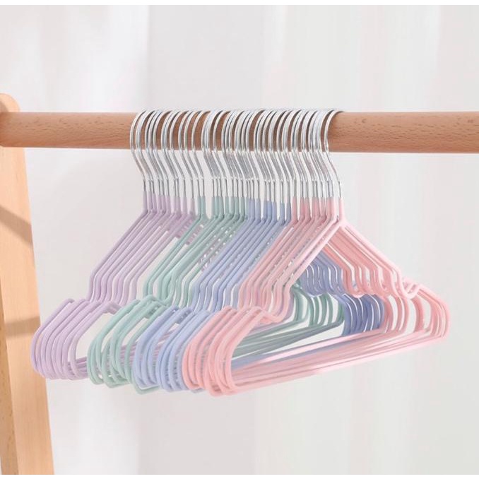 +++++] Gantugan baju dewasa stainless lapis karet hanger warna warni