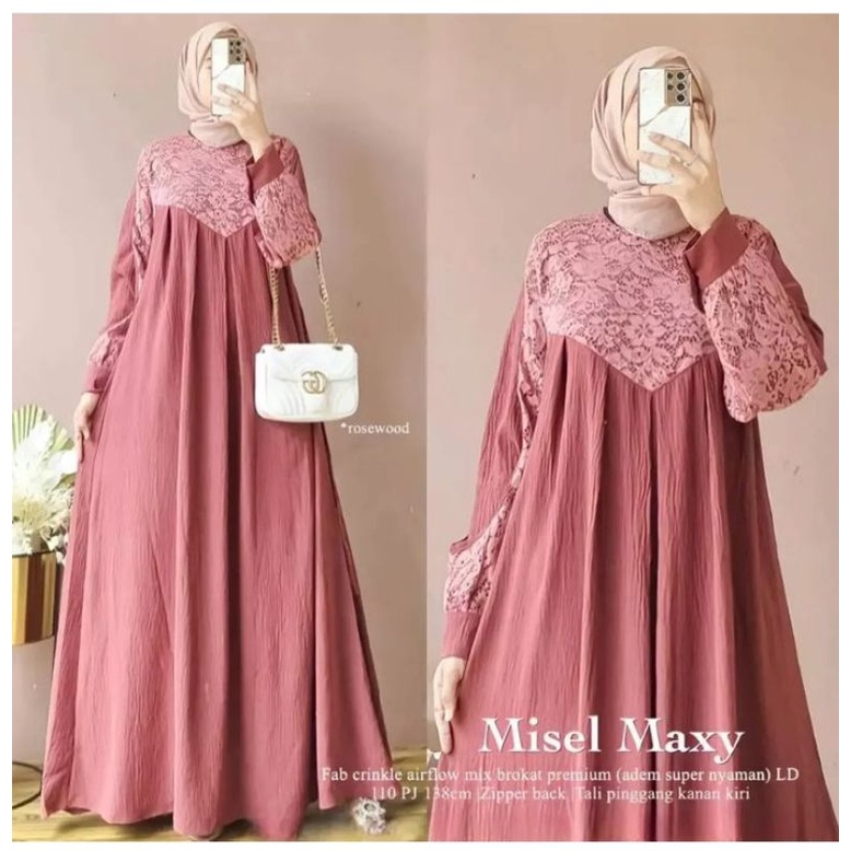 Gamis Crinkle Mix brukat Terbaru Missel Dress Gamis Kondangan terbaru