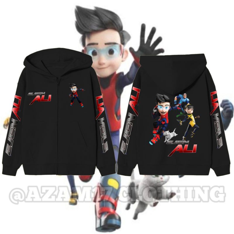 (BISA COD) Jaket Zipper Hoodie Anak Ejen Ali Film Animasi Ejen Ali Dan teman Pakaian Anak Laki Laki 