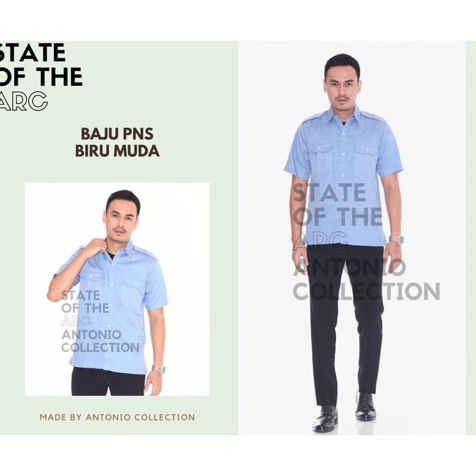 Baju Seragam PNS Biru Muda / Setelan Formal Pemda / Guru / PDH /PDL