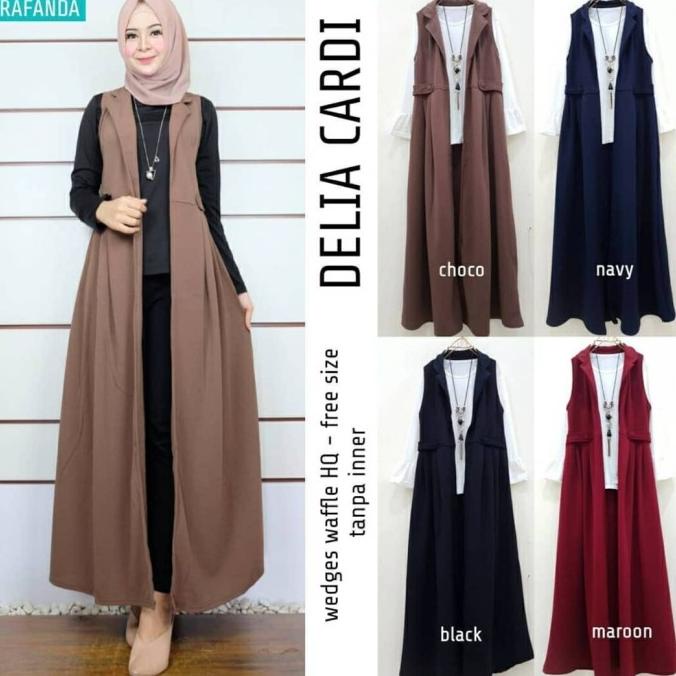 Delia Cardi long cardy outer wanita cardigan muslim rompi wanita