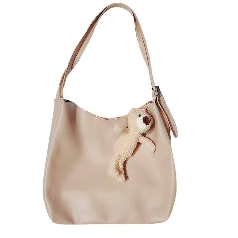 Red Tas wanita berkapasitas besar tas kelas mahasiswa tas tote 2022 baru trendi all-match tas bahu tunggal tas ember portabel