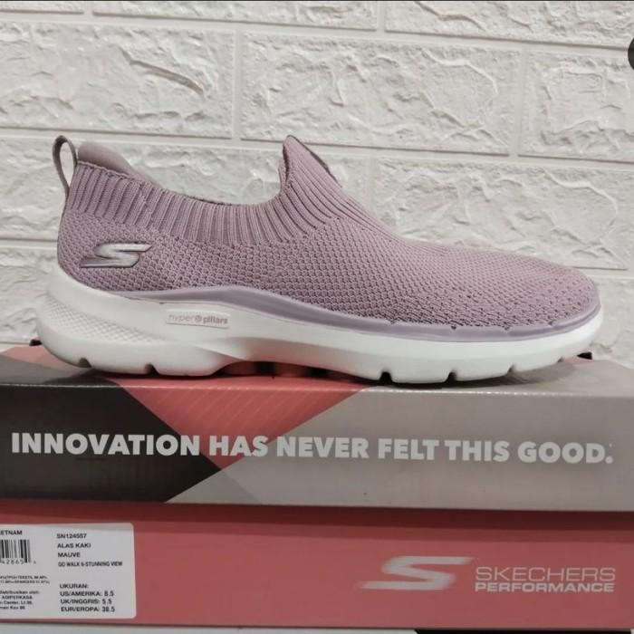 Terlaris Sepatu Slip On Wanita Skechers Go Walk 6 Stunning View 124557 Bnib