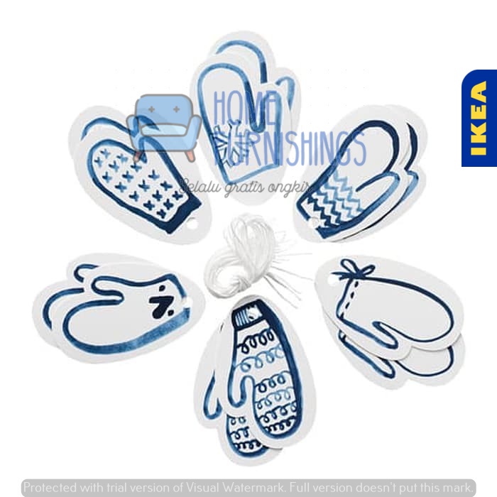 

12Pc Vinter Tag Kado Label Nama Dg Tali Gift Tags Putih Biru