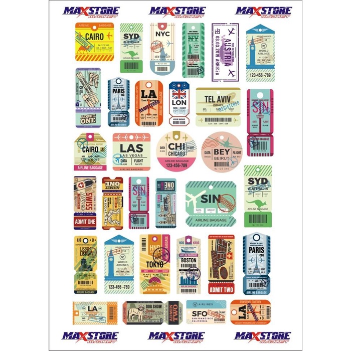 Terlaris Boarding Pass Stiker / Boardingpass Sticker / Luggage Stiker / Koper