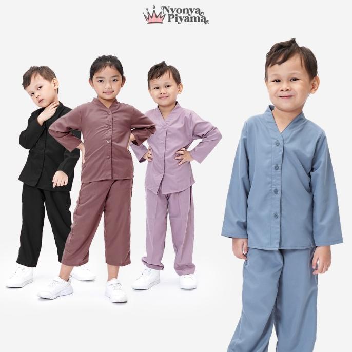 Nyonya Piyama Poly Bamboo Set Piyama Lengan Panjang Anak - Polos Cozy