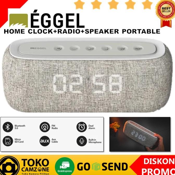 Eggel Home Clock + Radio + Portable Bluetooth Speaker Ruditabuti_Shop