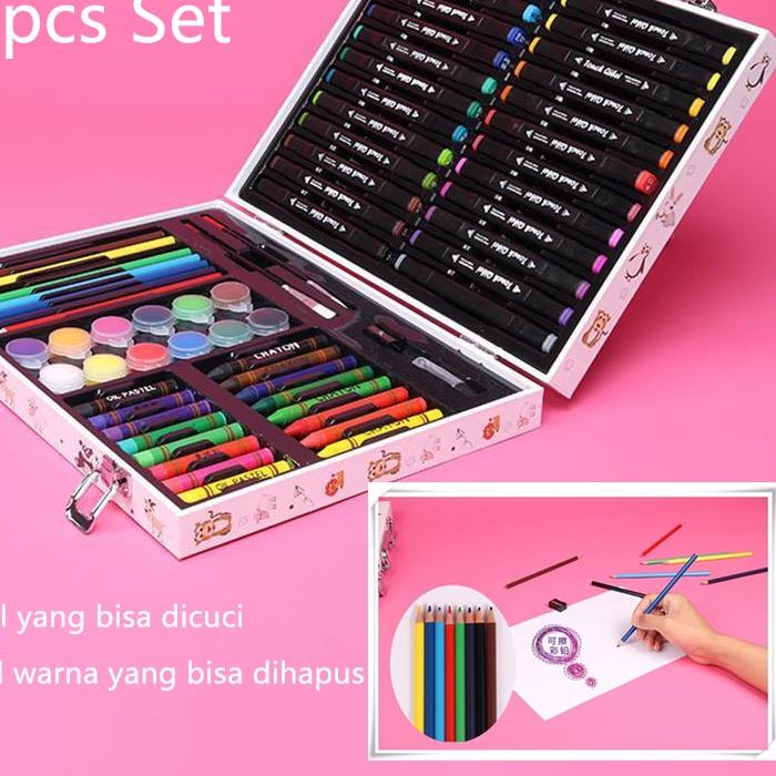 

Terbaru | TD4 | Mocababy 84 pcs kotak praktis set lukisan pensil warna tri-lipat set model hewan putih
