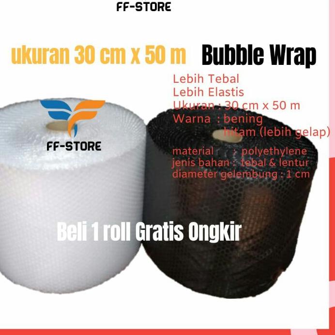 

Sale 6.6 | HJ6 | [50Mx30CM] Bubble Wrap Hitam Bening Roll 30 cm x 50 m Tebal Premium Ekonomis Murah Gosend Grab Bandung