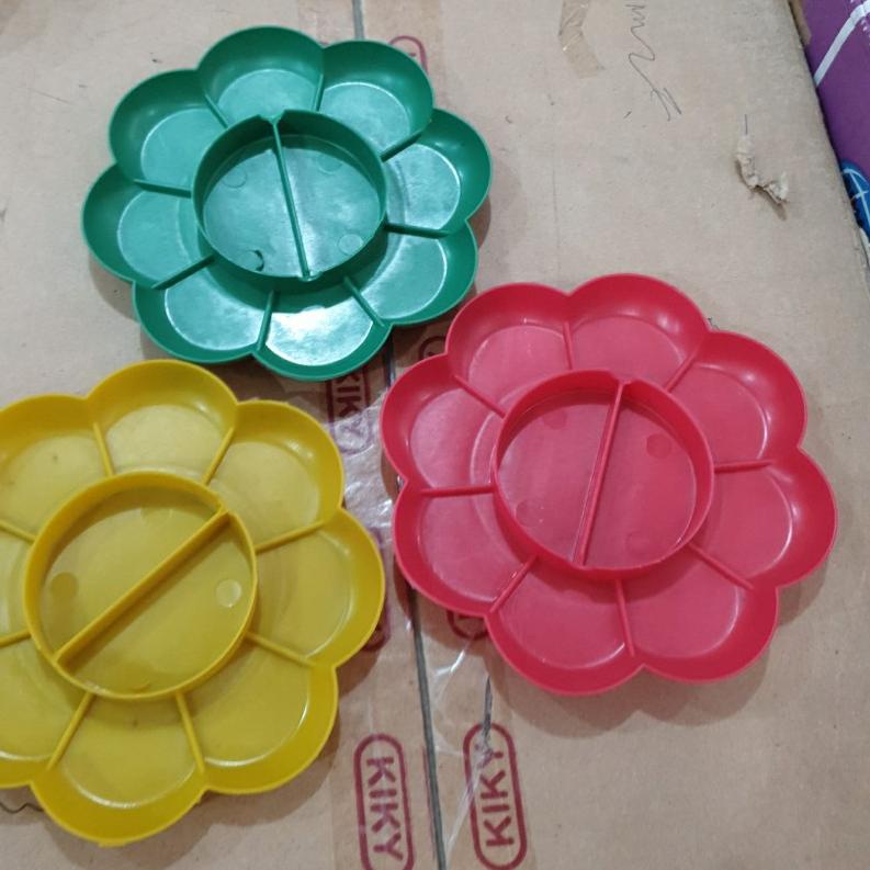 

6.6 Sale | HJ6 | Palet Cat Air Kembang Lux per 12 pcs Piring Lukis Butek Transparan Tempat Cat Air Lukis