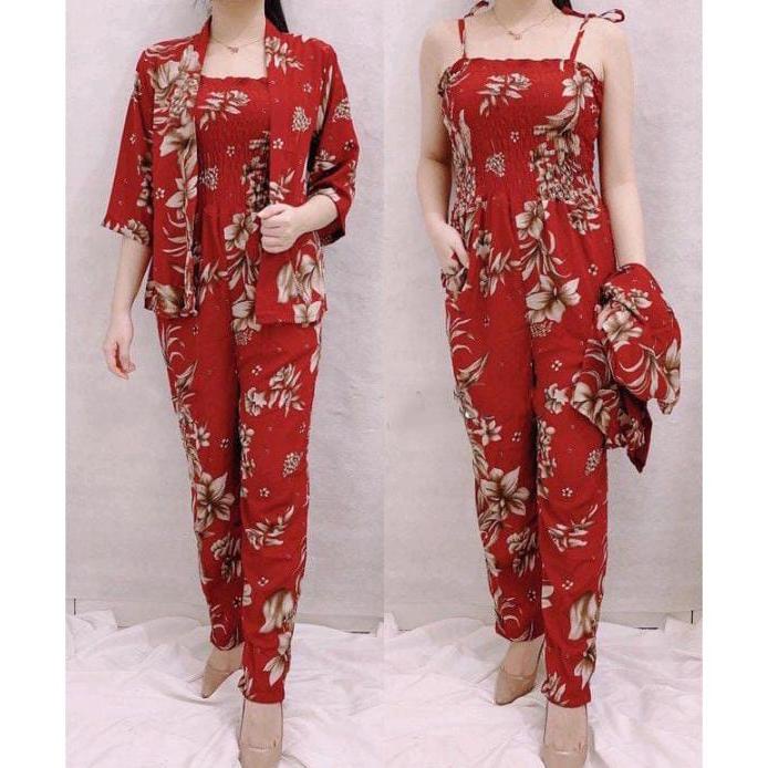Flash Sale FLASH SALLE - Ter Naswa Jumpsuit Bahan Monalisa Allsize fit to M,L,XL Muslim Wanita / Set