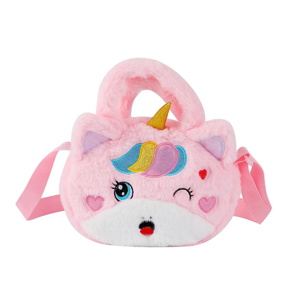 Terbaik Tas Selempang Bulu Unicorn Anak Perempuan Sling Bag Unicorn Bulu Korea Cute Tas Jalan Jalan 