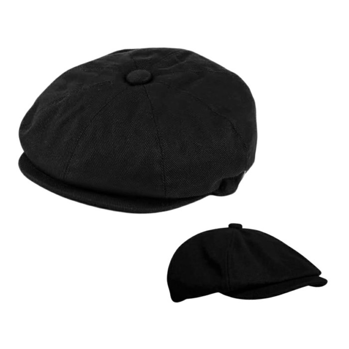 Topi Pria Topi Kodok Flat Cap Hat Topi Copet Topi Pelukis pria dan wanita - Hitam(E8F3) topi pria or