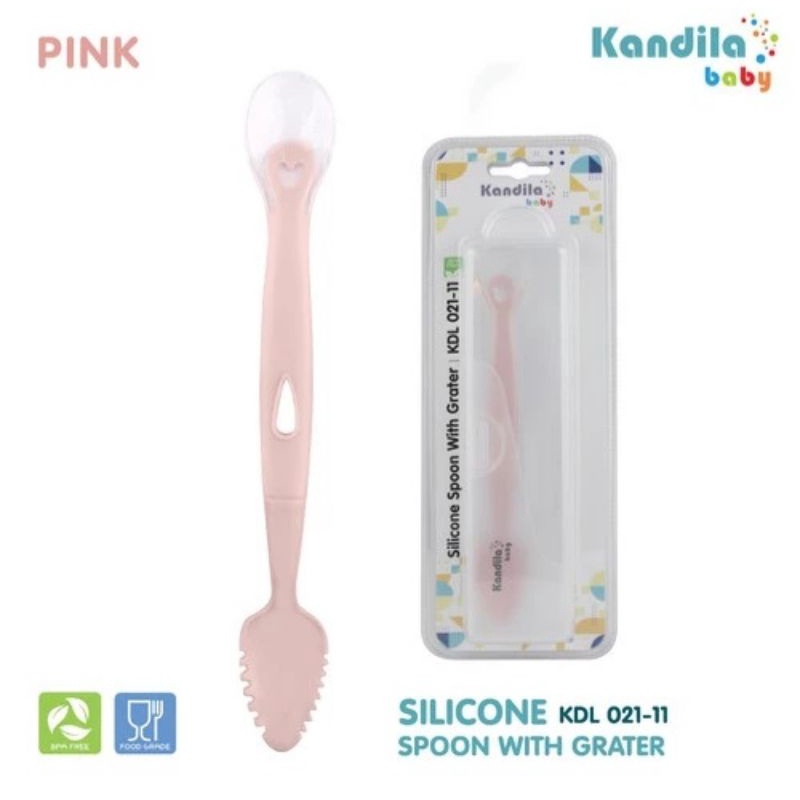 Kandila Baby Spoon Silicone With Grater KDL021-11 - Kandila Sendok Makan Mpasi Bayi Silikon - Sendok Bergerigi  Menghaluskan Makanan Anak Bayi